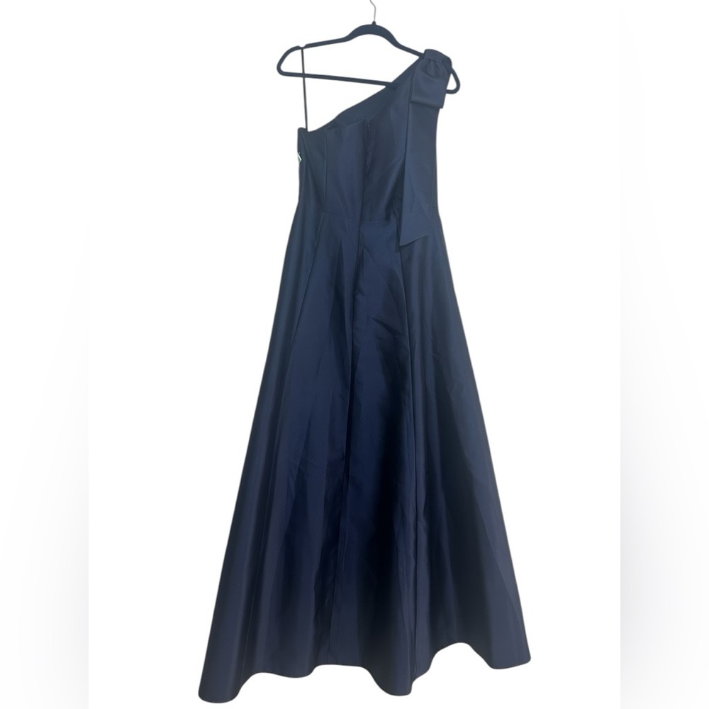 ALFRED SUNG Navy One-Shoulder Satin Ball Gown - Picture 3 of 7